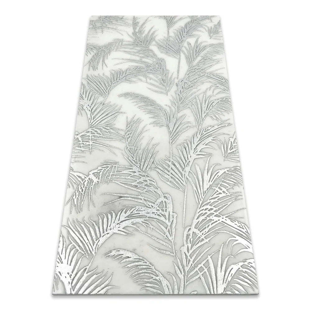 Jardin Silver Foil 12x24 Etched White Marble Tile For Walls & Floors