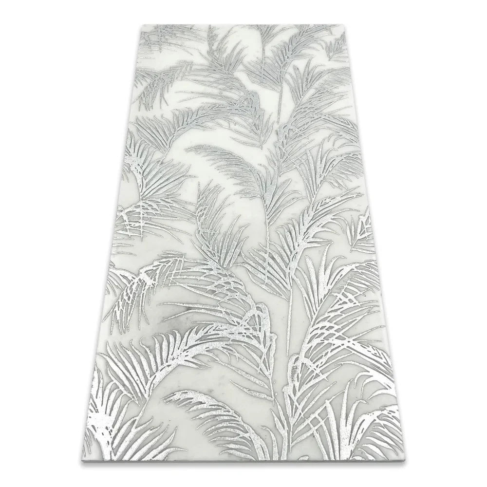 Jardin Silver Foil 12x24 Etched White Marble Tile For Walls & Floors-Sample