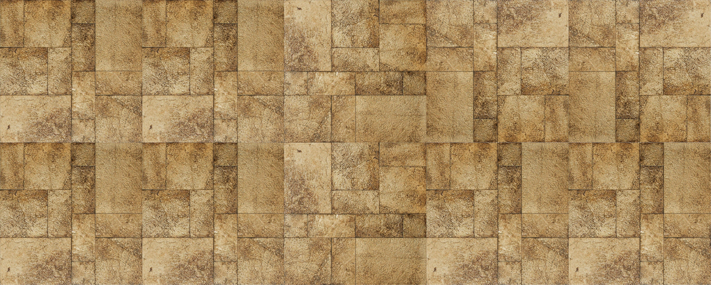 Leather Look Gold Foil 12x12 Etched Marble Mosaic Tile For Walls