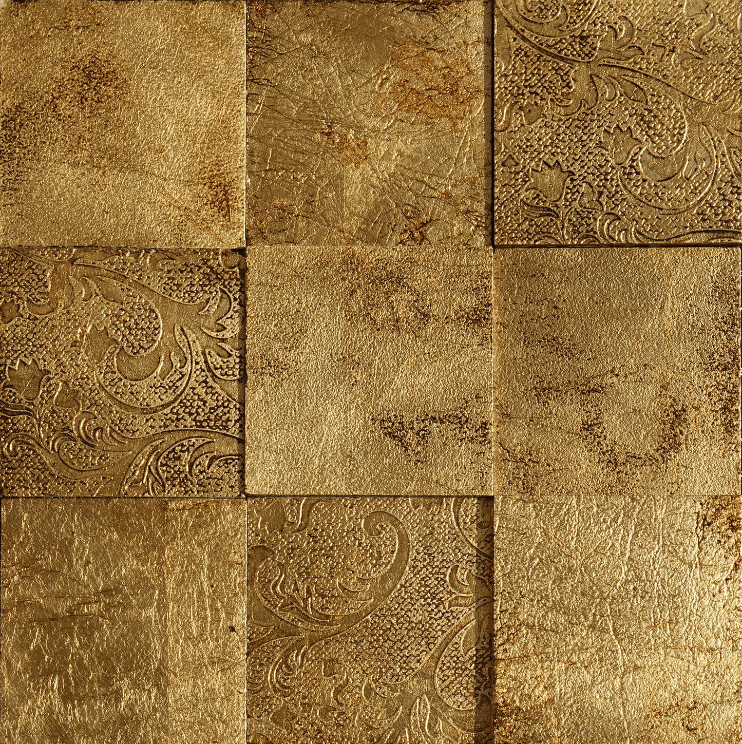 Leather Look Gold Foil 12x12 Etched Marble Mosaic Tile The Ultimate Wall Upgrade-Sample