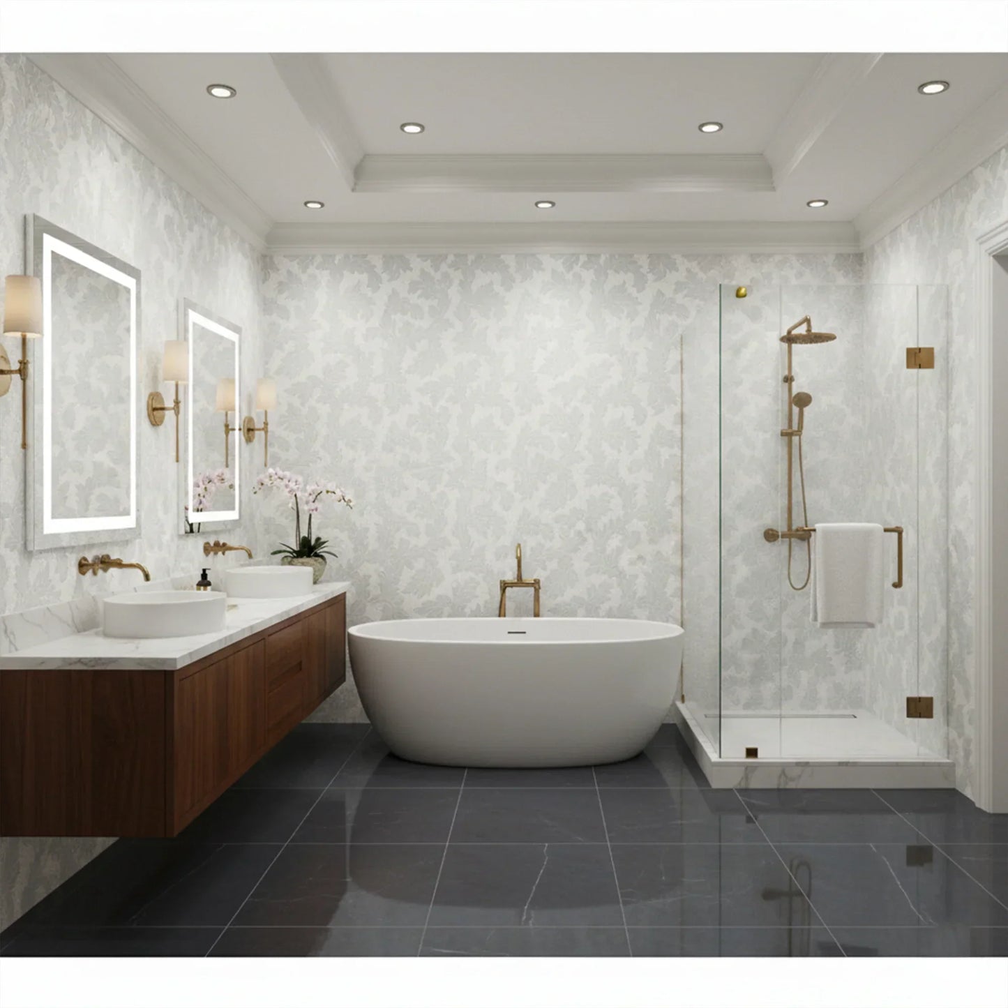 Acanthus-Leaf Engraved White Marble Tile-white - MARICERA