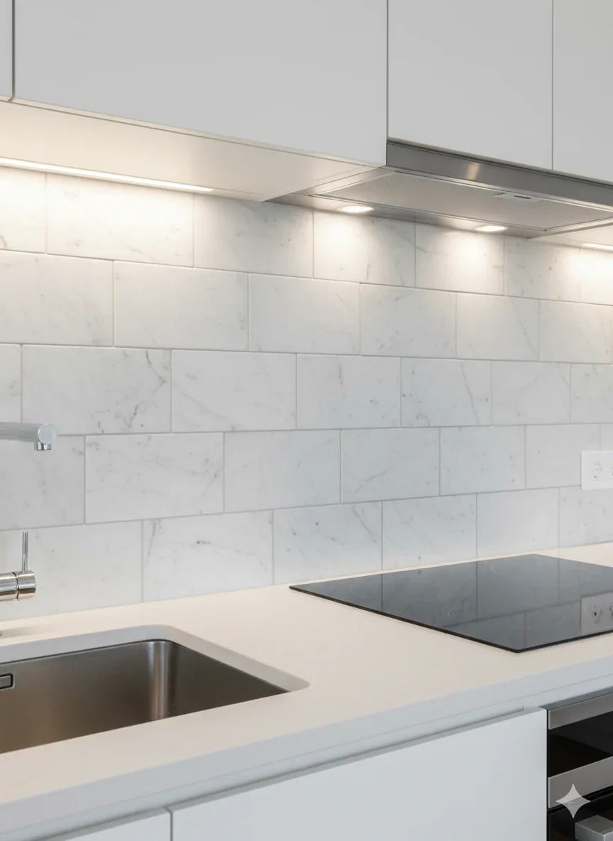 Glacier White 4x12 Honed Marble Tile For Walls & Floors - MARICERA