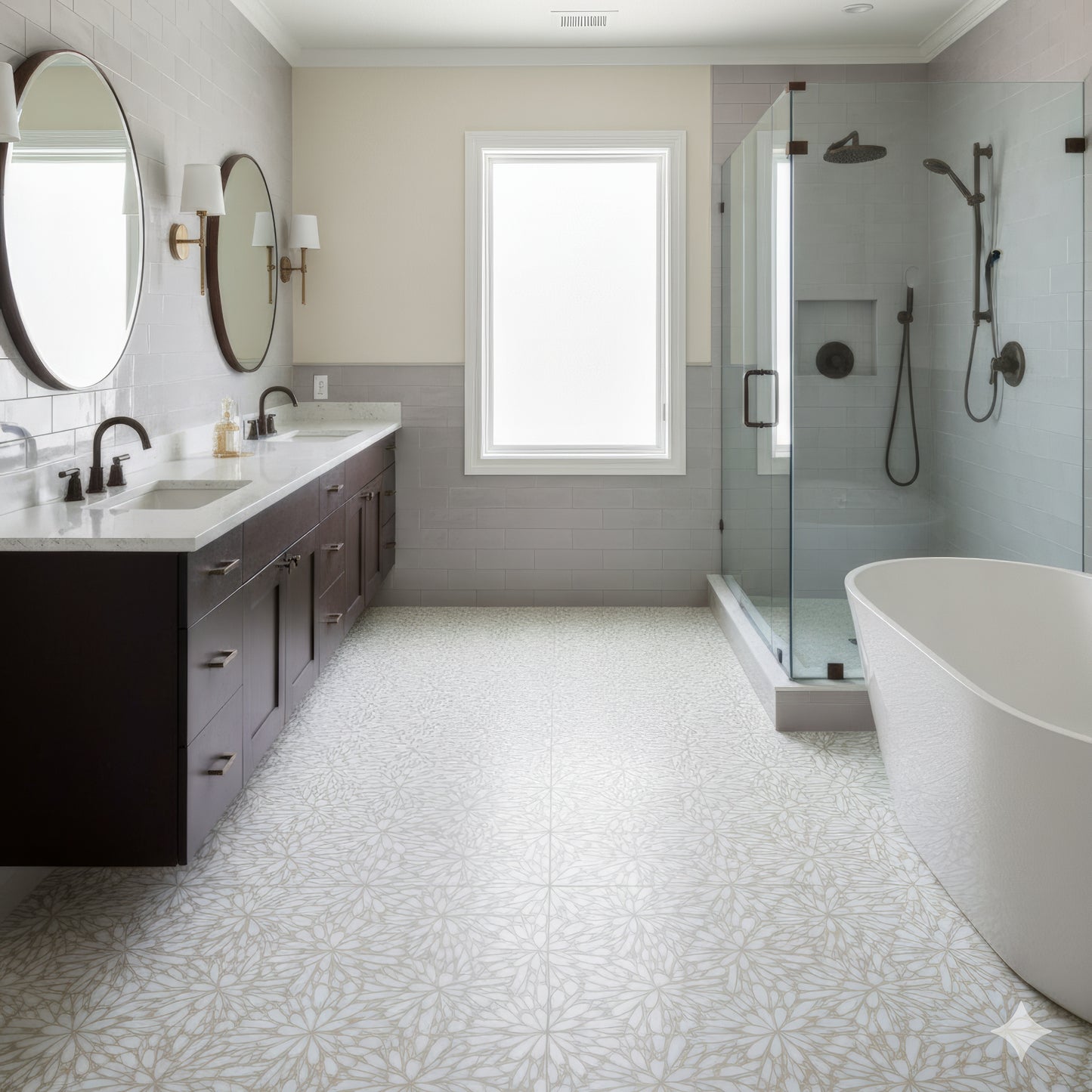 LumiFlora Engraved White Marble Tile- Glitter Gold