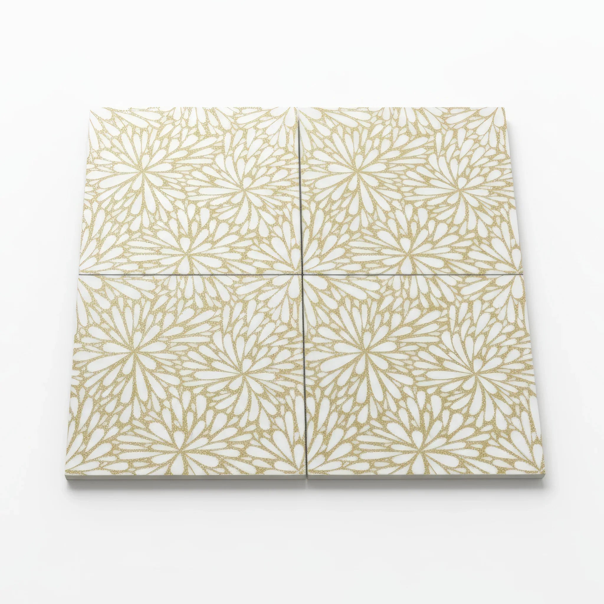 LumiFlora Engraved White Marble Tile- Glitter Gold - MARICERA LumiFlora Engraved White Marble Tile- Glitter Gold - MARICERA