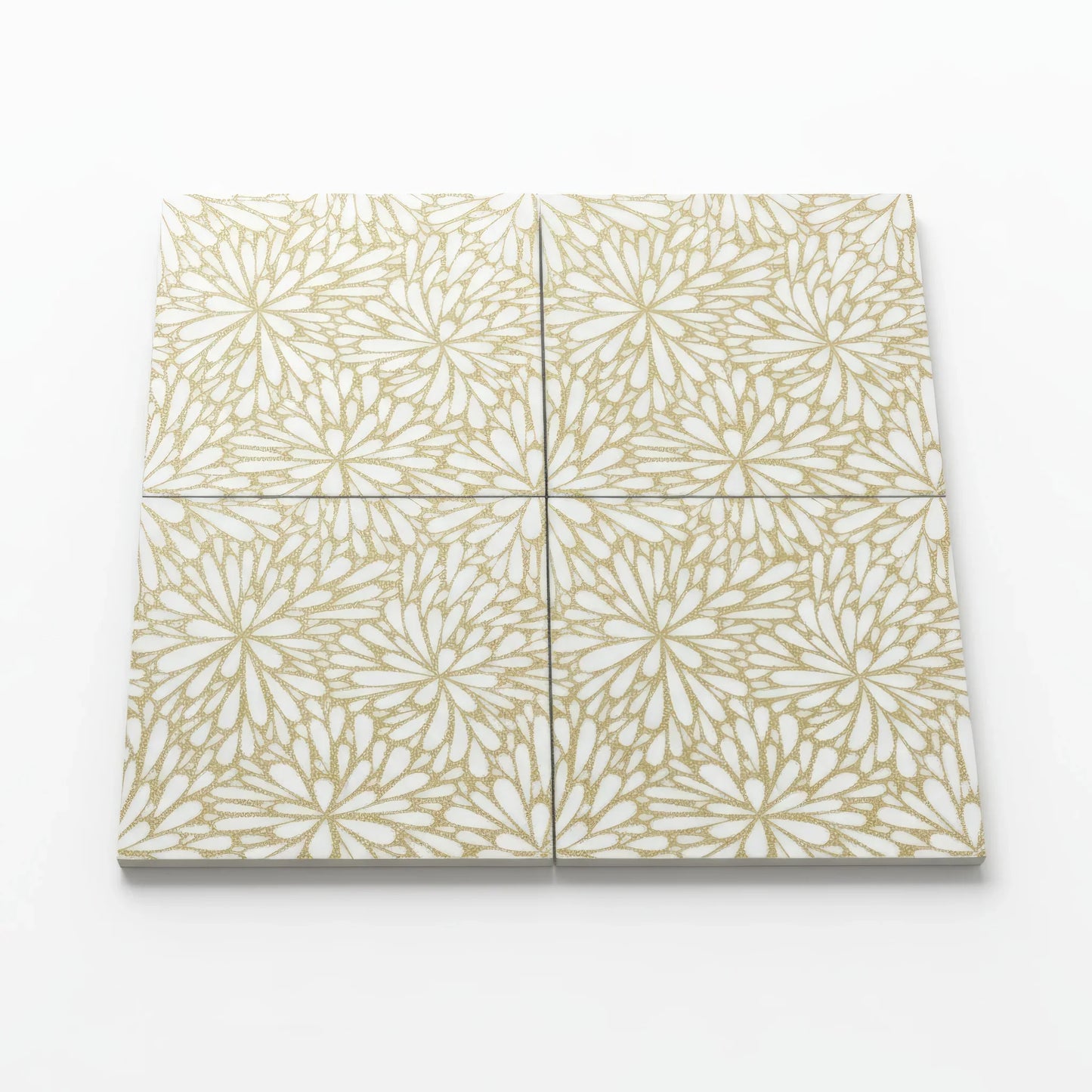 LumiFlora Engraved White Marble Tile- Glitter Gold - MARICERA