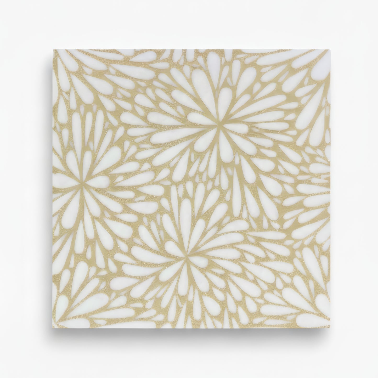 LumiFlora Engraved White Marble Tile- Glitter Gold