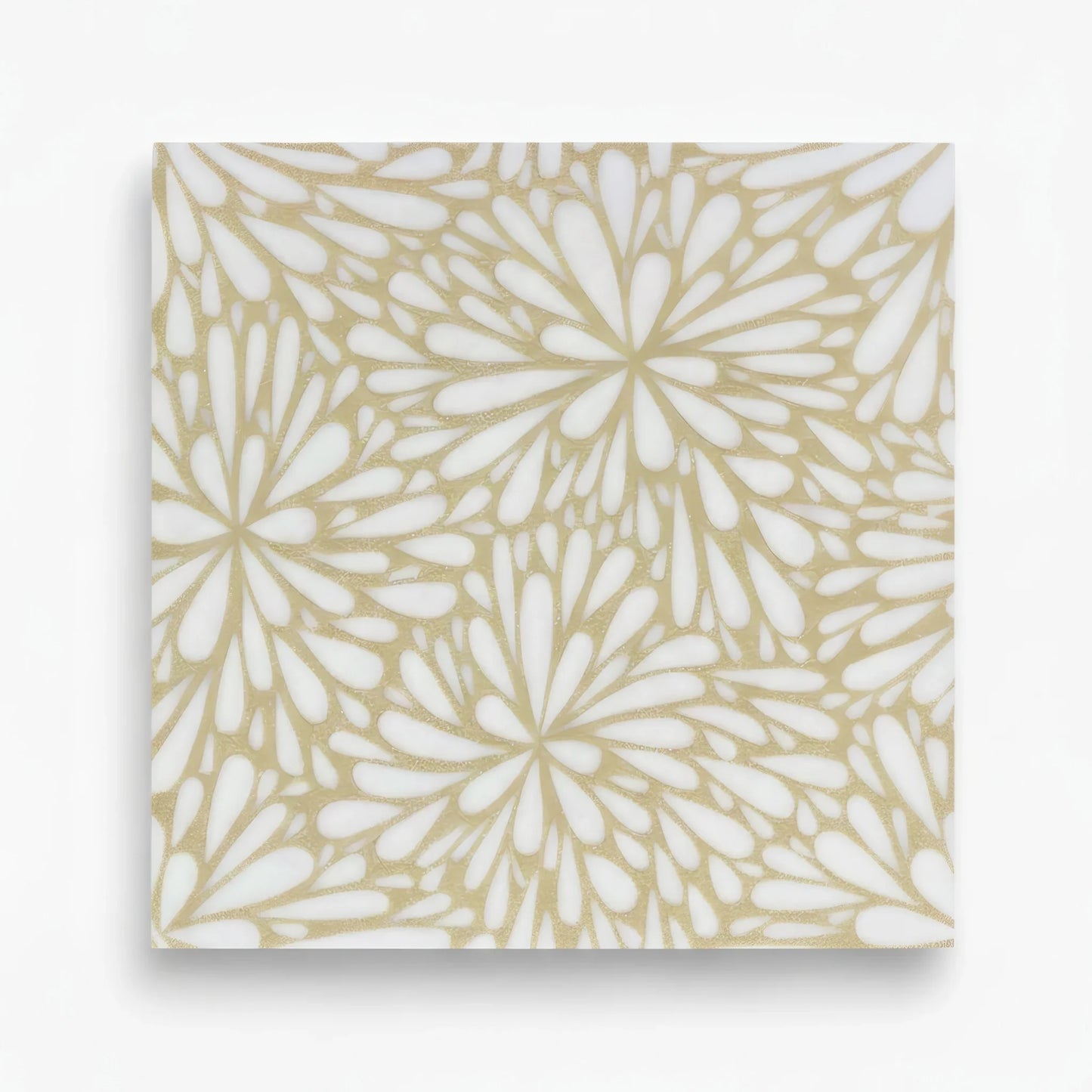 LumiFlora Engraved White Marble Tile- Glitter Gold - MARICERA