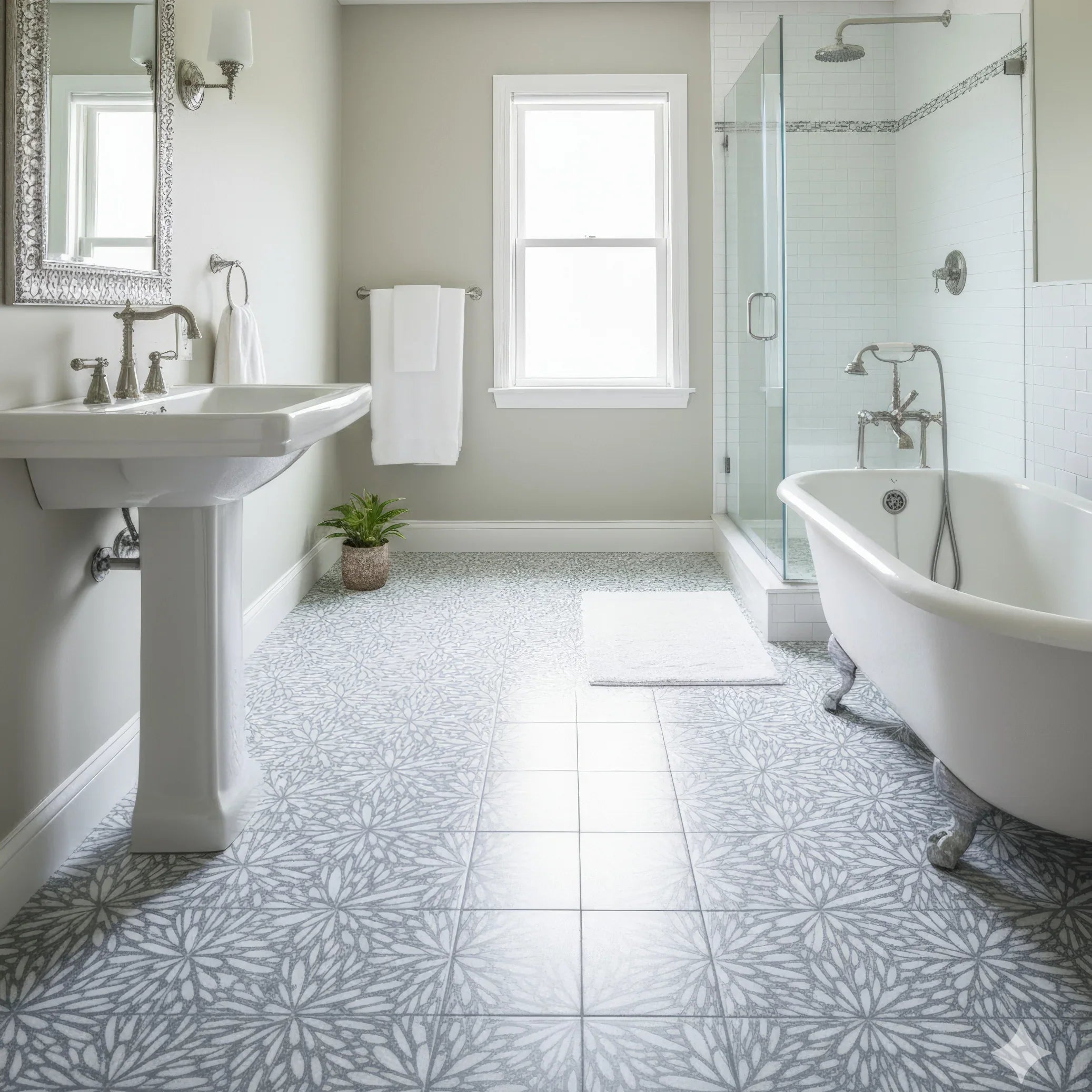 LumiFlora - Glitter Silver - Engraved Marble Tile - MARICERA LumiFlora - Glitter Silver - Engraved Marble Tile - MARICERA