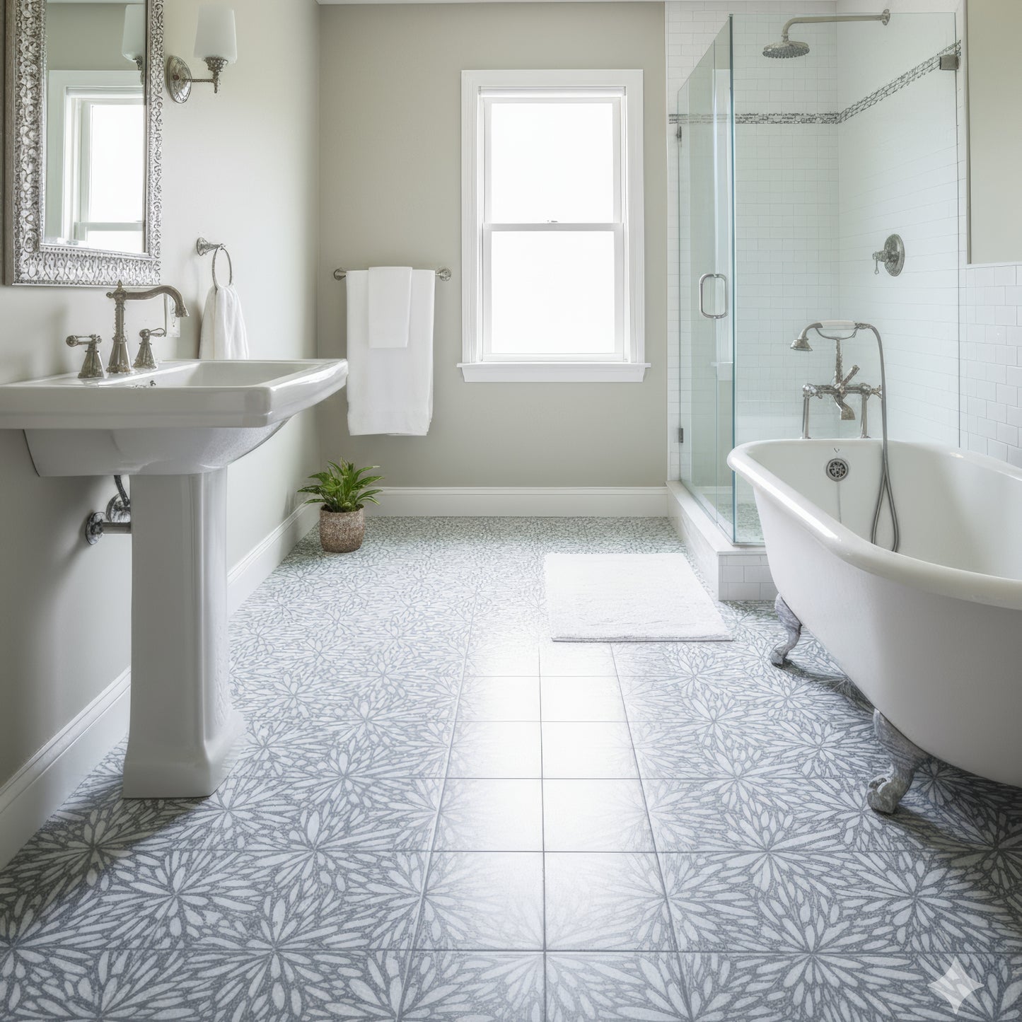 LumiFlora - Glitter Silver - Engraved Marble Tile