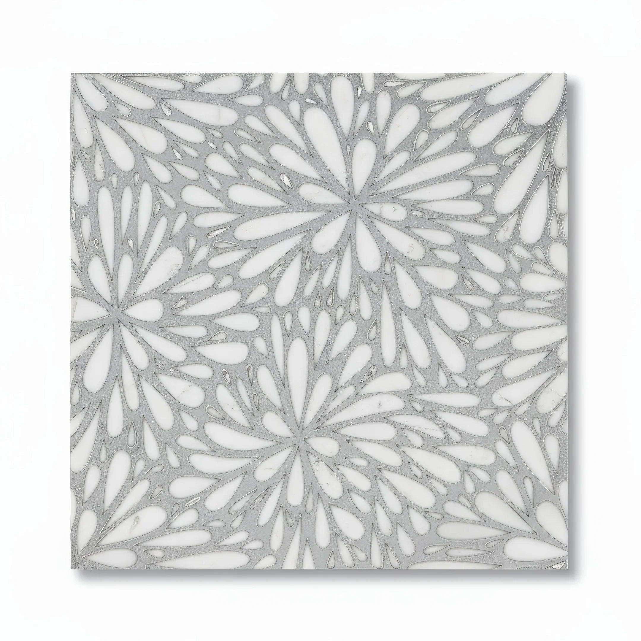 LumiFlora - Silver - Engraved Marble Tile - MARICERA LumiFlora - Silver - Engraved Marble Tile - MARICERA