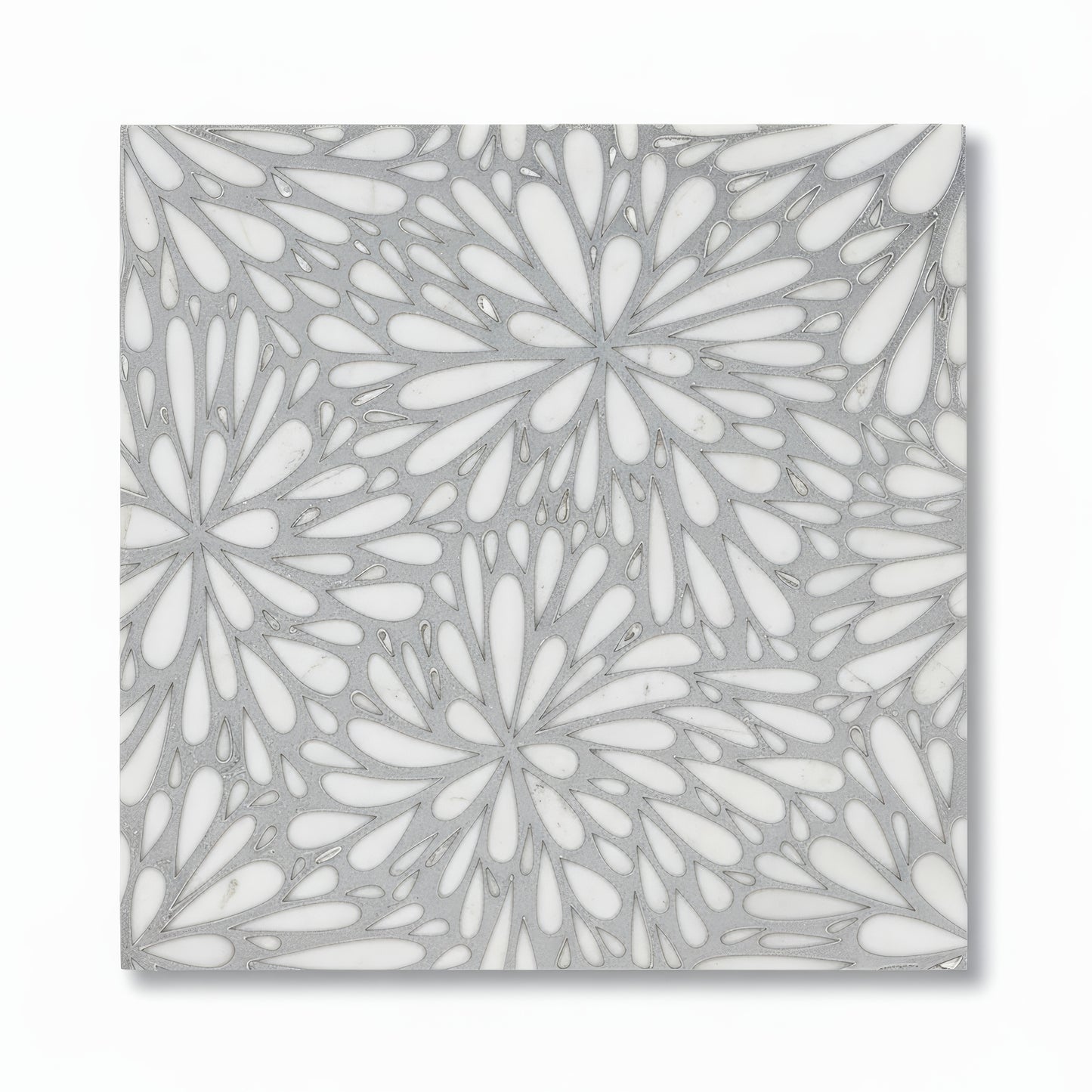 LumiFlora - Silver - Engraved Marble Tile