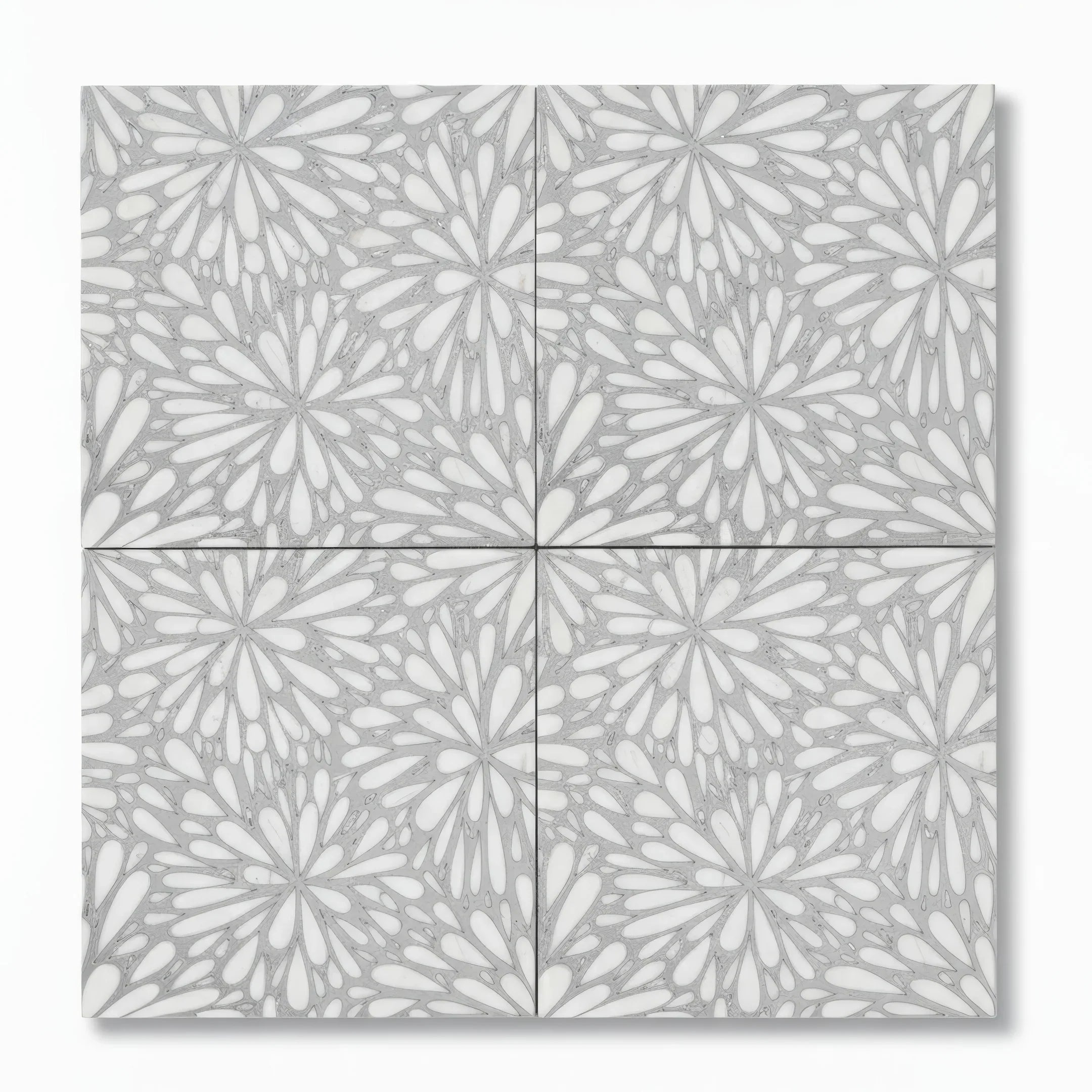 LumiFlora - Silver - Engraved Marble Tile - MARICERA LumiFlora - Silver - Engraved Marble Tile - MARICERA