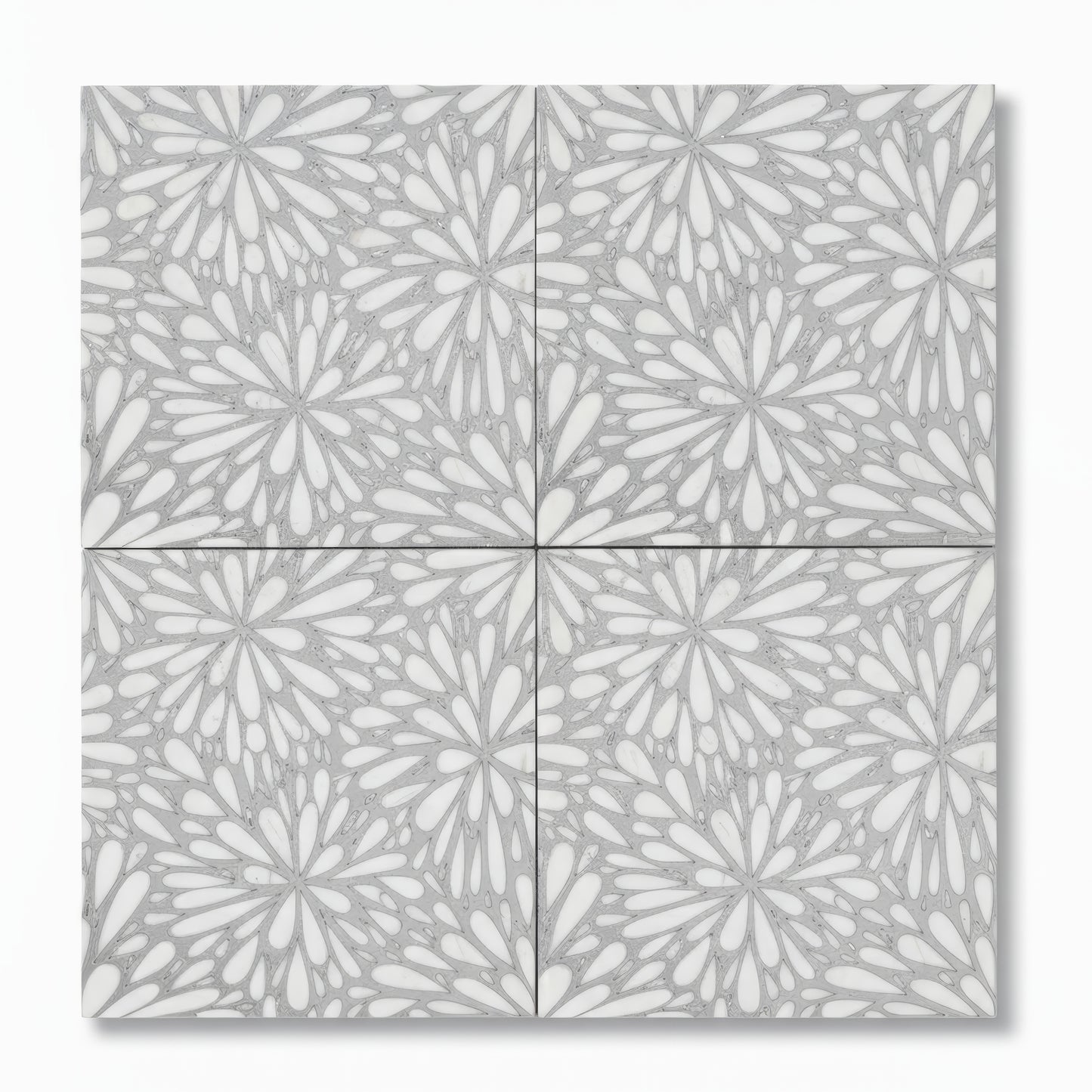 LumiFlora - Silver - Engraved Marble Tile