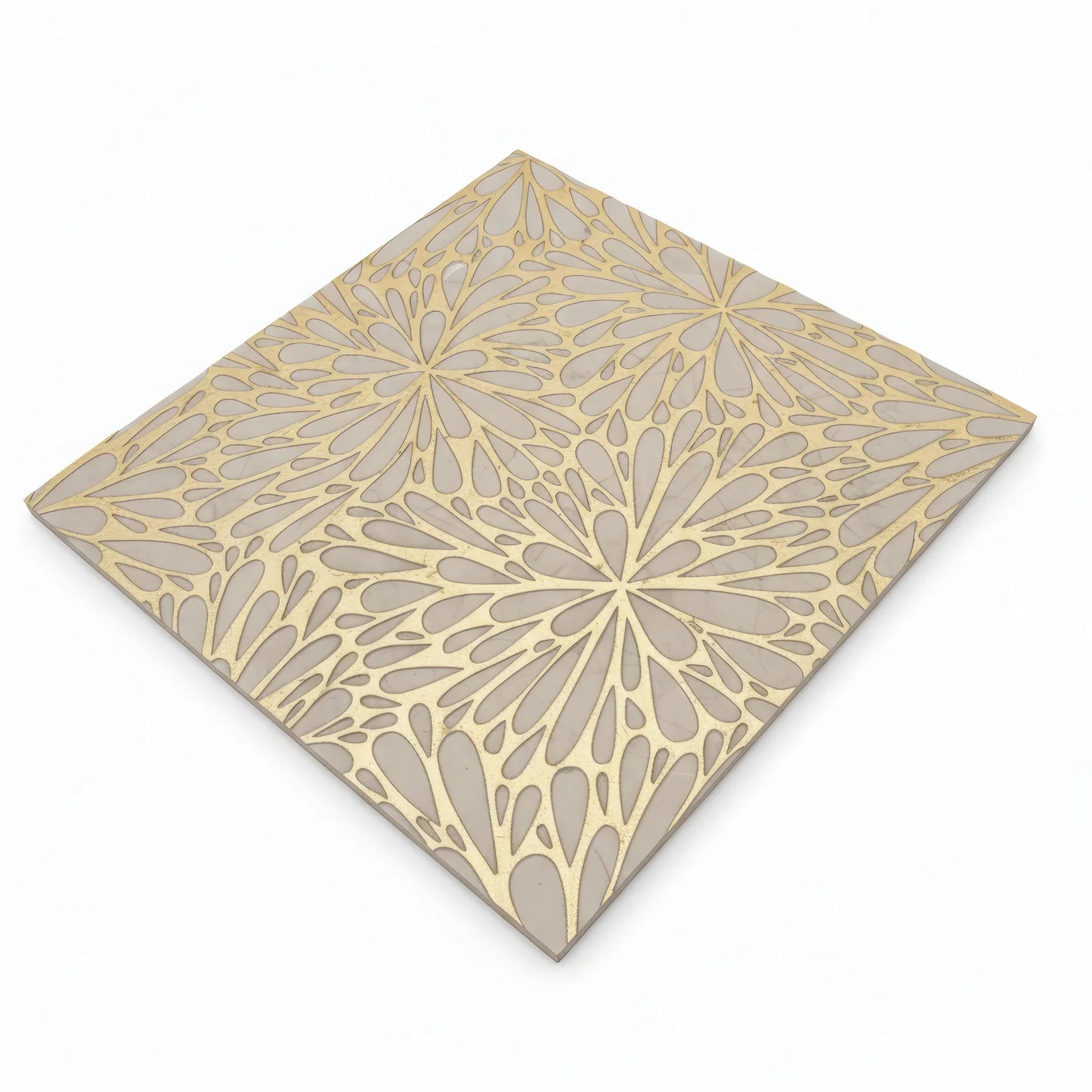 LumiFlora-Gold Leaf-Crema Marfil Engraved Tile - MARICERA