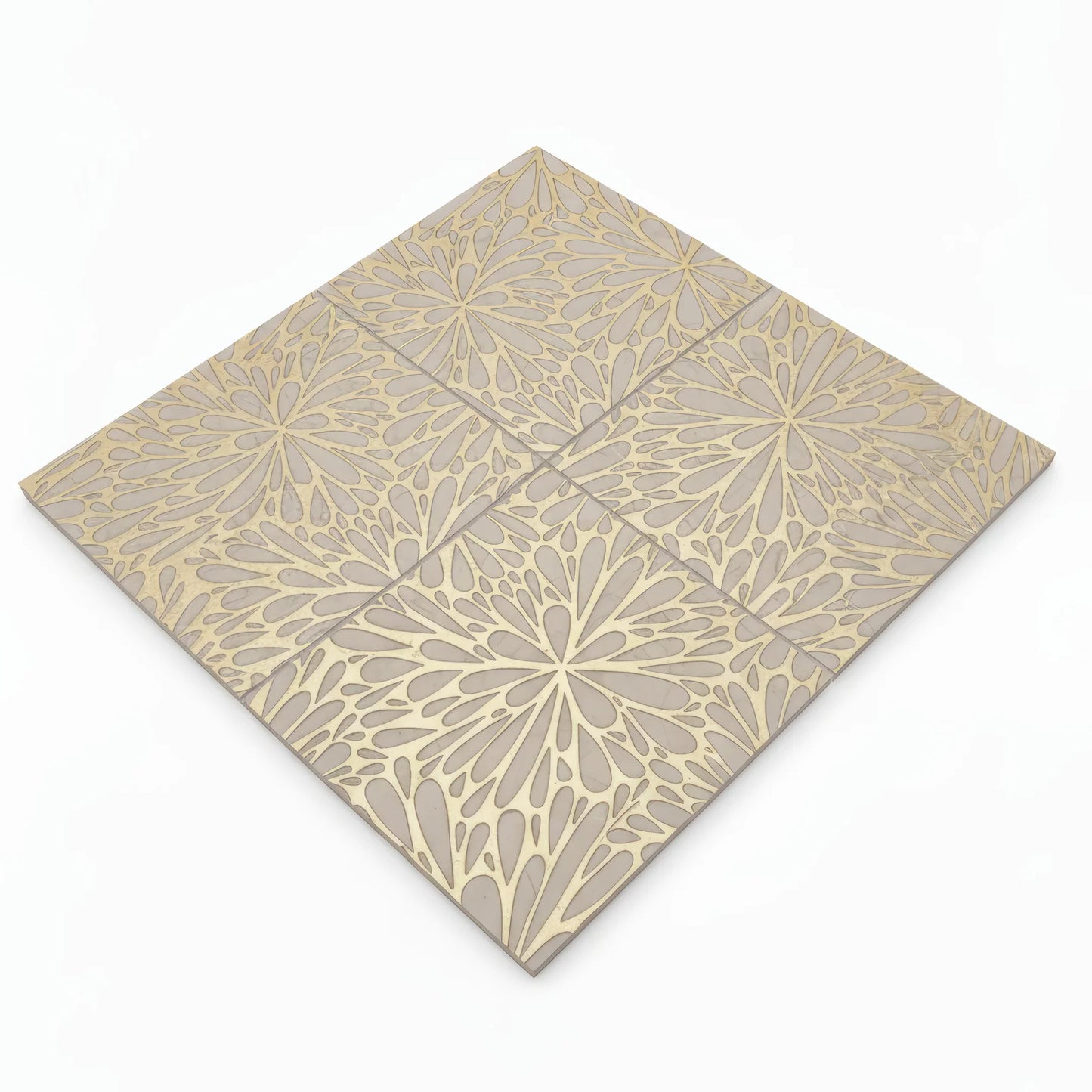 LumiFlora-Gold Leaf-Crema Marfil Engraved Tile - MARICERA