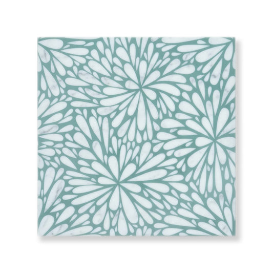 LumiFlora-Green-Engraved Marble Tile - MARICERA