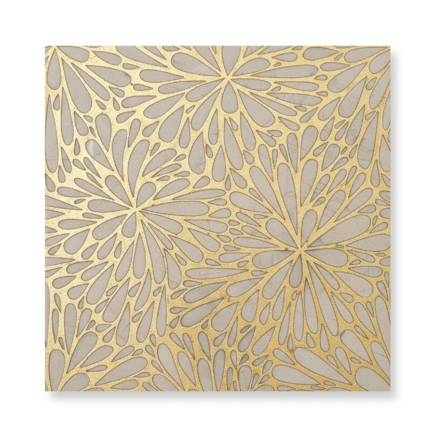 LumiFlora-Gold Leaf-Crema Marfil Engraved Tile - MARICERA