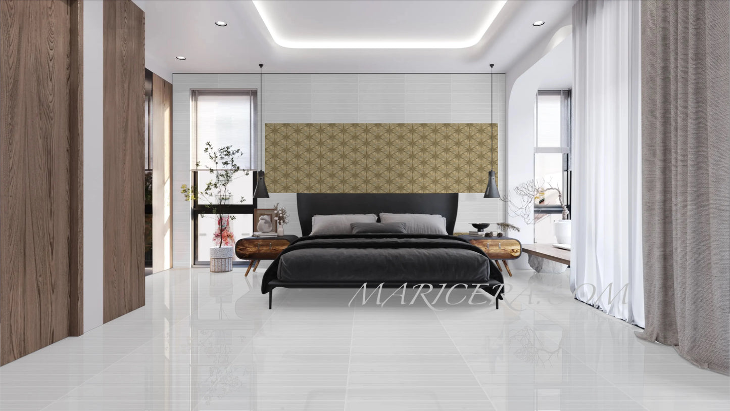 Scarlet Hexagon Cement Tile-Glitter Gold - MARICERA