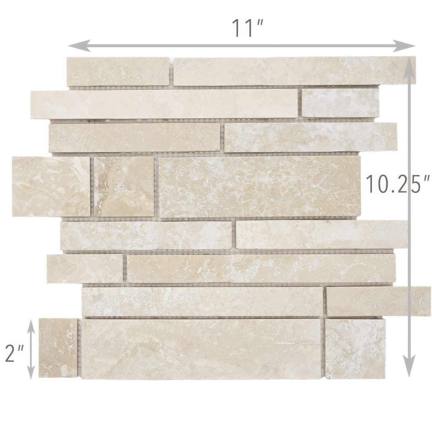 Brick Travertine Beige Honed and Filled Mosaic Tile For Walls & Floors