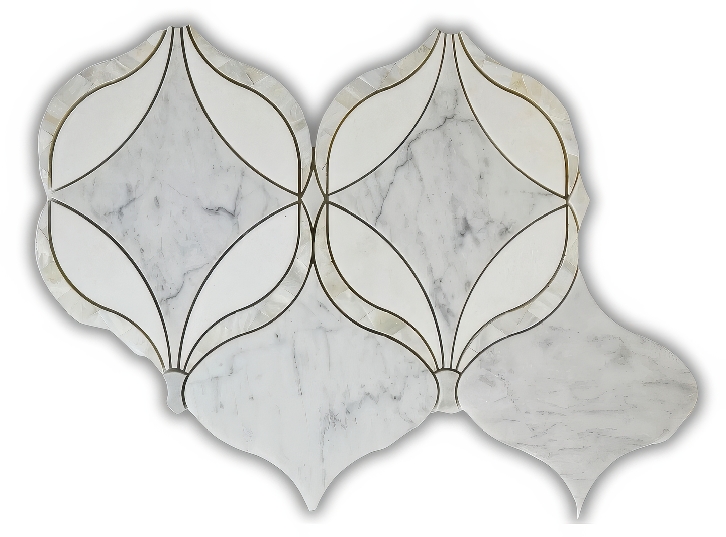 Oriental Thasos Carrara Mother of Pearl Polished White Marble Mosaic Tile For Walls & Floors-Sample