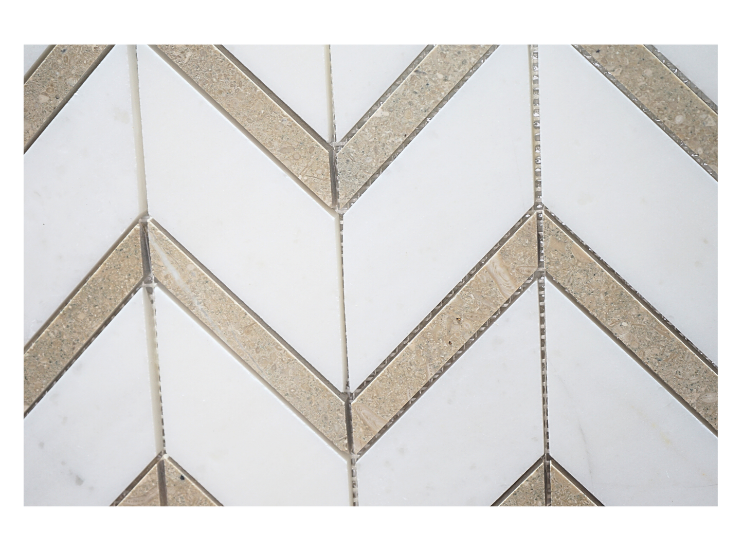 Chevron Glacier White Honed Marble Mosaic Tile For Walls & Floors