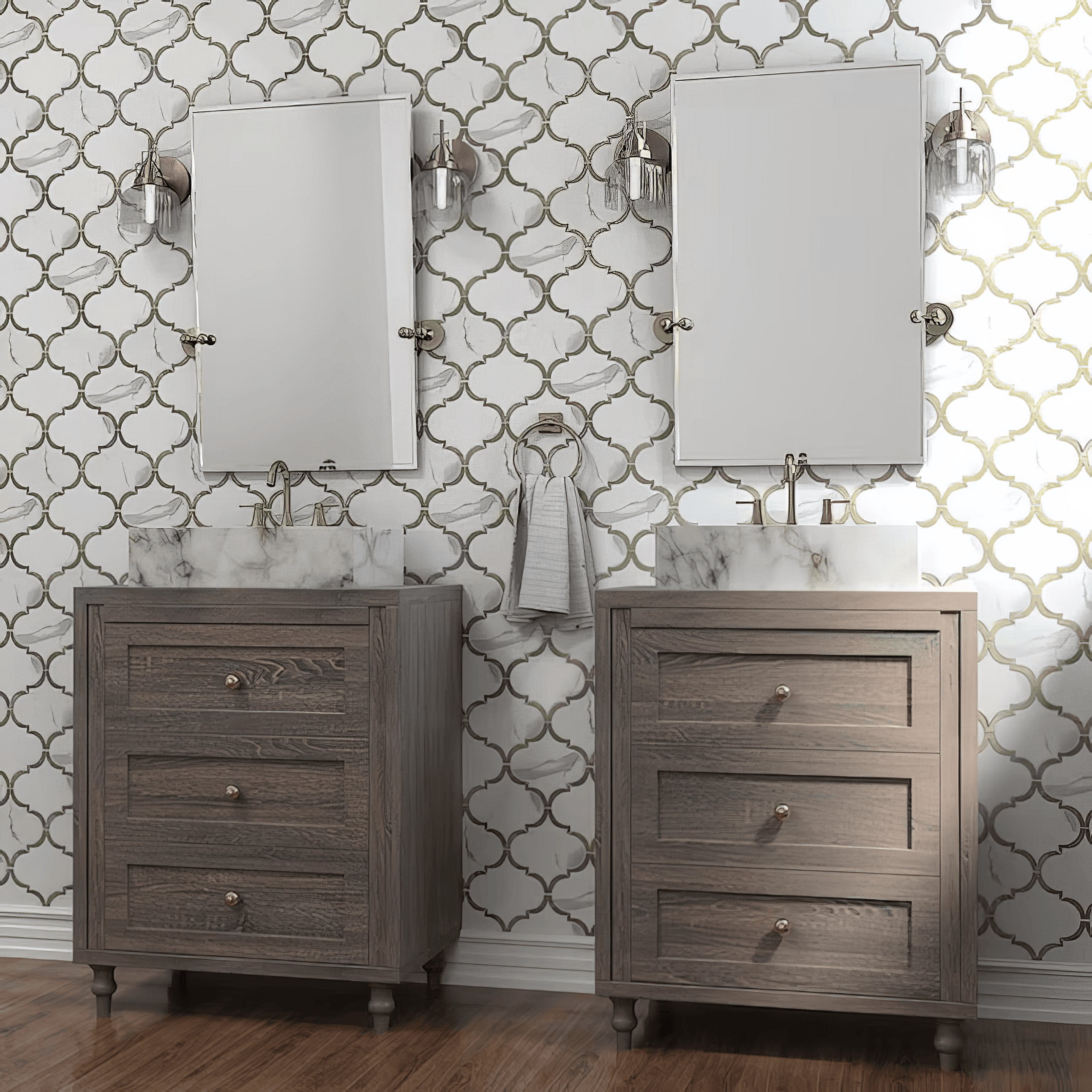 Arabesque Polished Calacatta Porcelain Waterjet Mosaic Tile For Walls & Floors - MARICERA