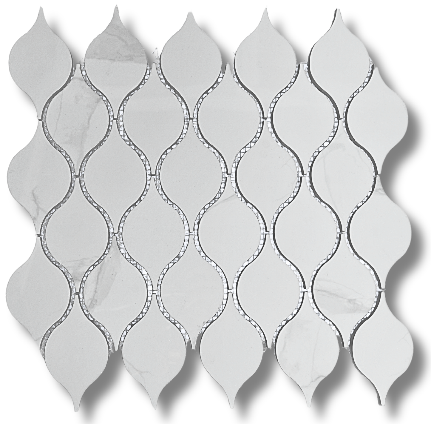 Drop Calacatta Polished White Porcelain Mosaic Tile For Walls & Floors-Sample