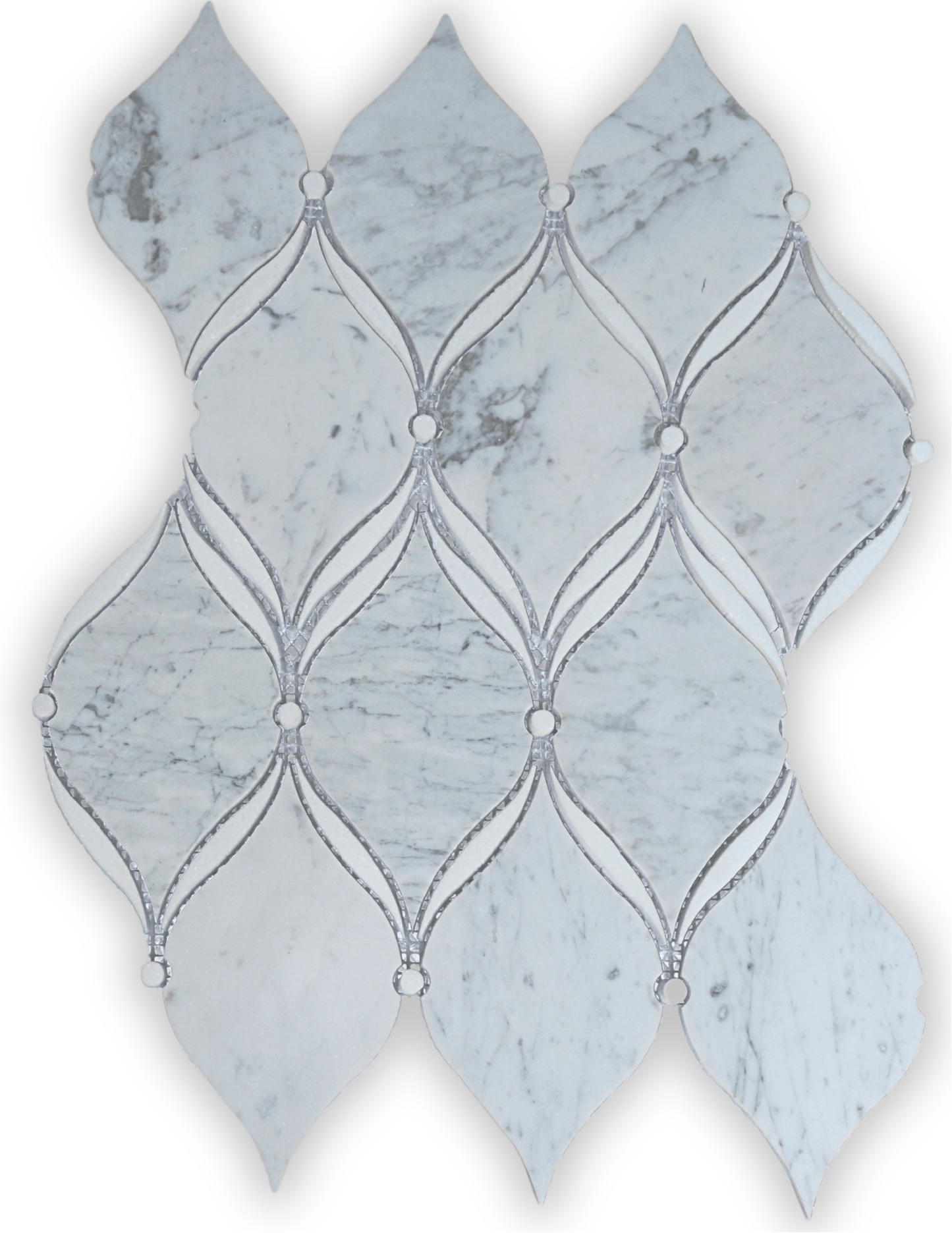 Carrara Luxe Polished White Marble Waterjet Mosaic Tile For Walls & Floors