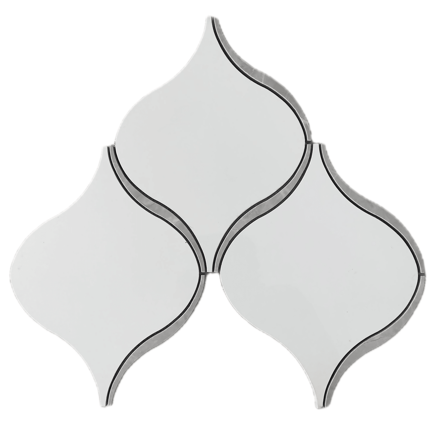 DLM Polished White and Gray Porcelain Mosaic Tile For Walls & Floors-Sample