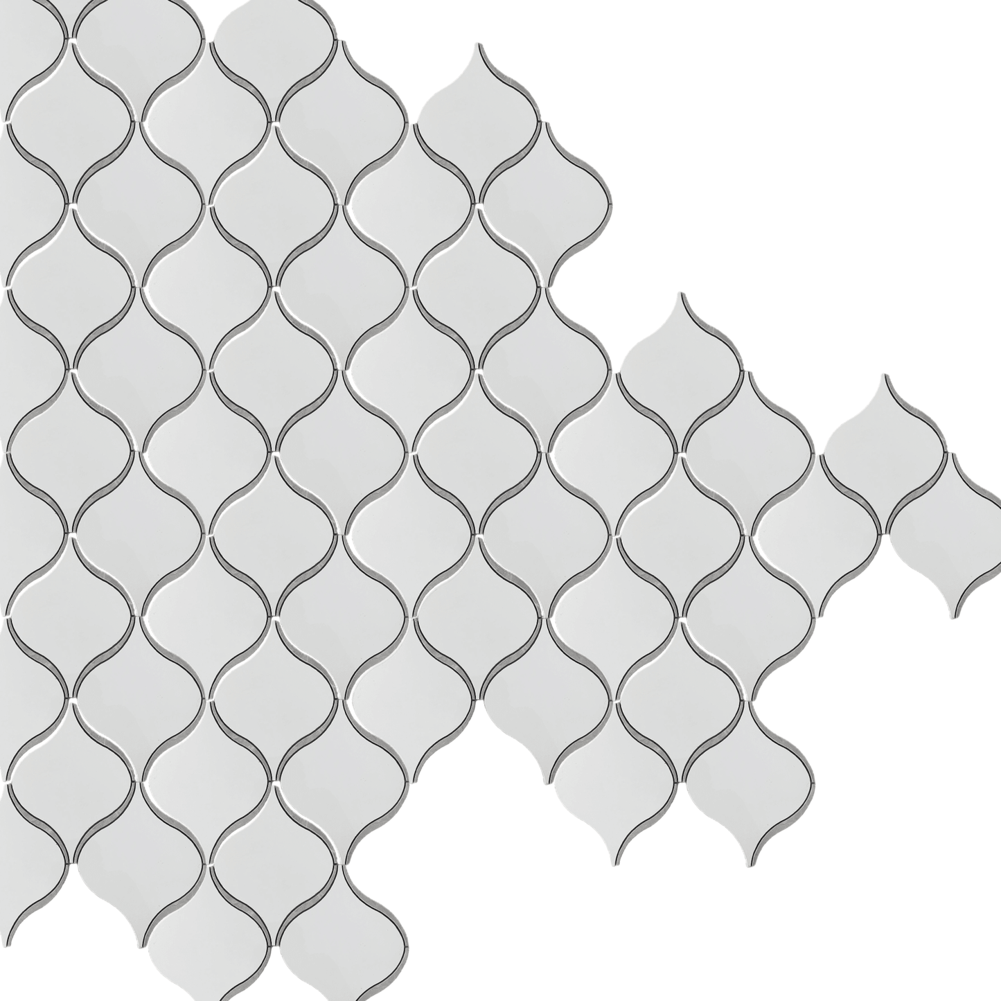 DLM Polished White and Gray Porcelain Mosaic Tile For Walls & Floors - MARICERA