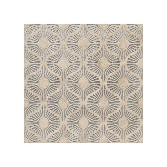 Opulent Waves-Crema Marfil-Silver-Engraved Marble Tile - MARICERA