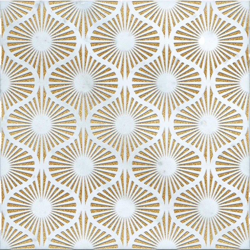 Opulent Waves-Glitter Gold-Engraved Marble Tile - MARICERA