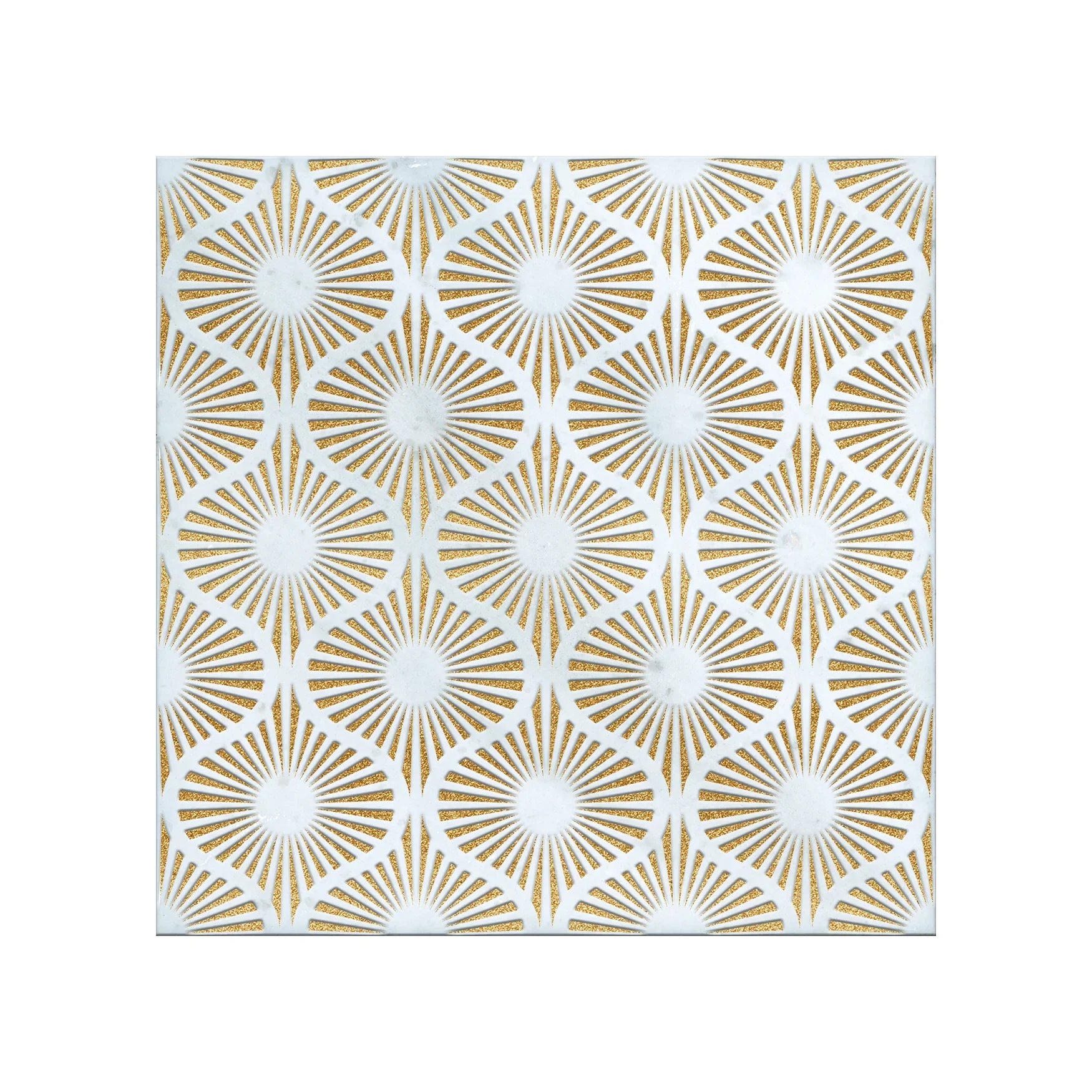Opulent Waves-Glitter Gold-Engraved Marble Tile - MARICERA