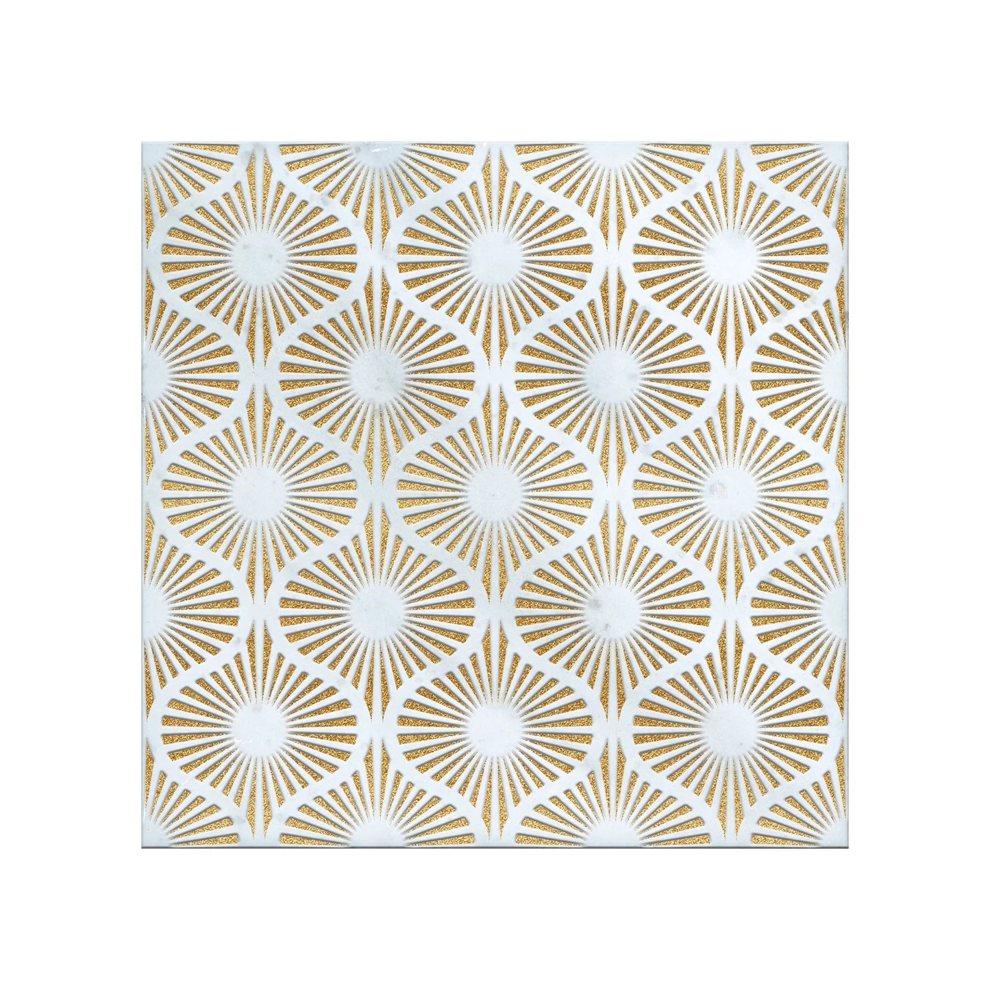 Opulent Waves-Glitter Gold-Engraved Marble Tile - MARICERA