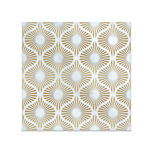 Opulent Waves-Glitter Gold-Engraved Marble Tile - MARICERA