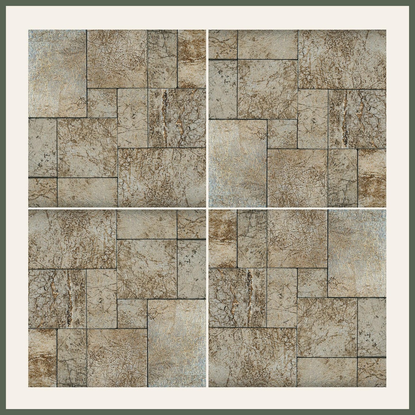 Leather Look Silver Foil 12x12 Etched Marble Mosaic Wall Tile