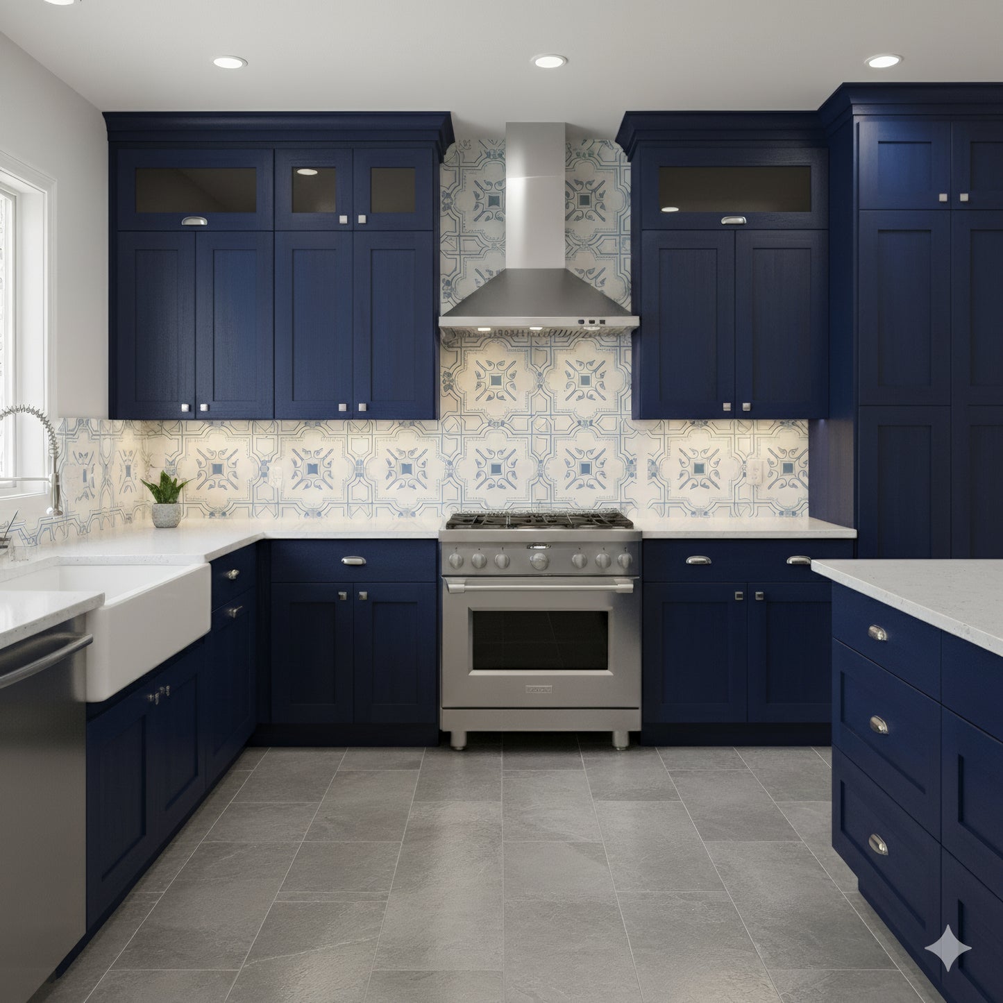 The Liria-Blue-Engraved Marble Tile
