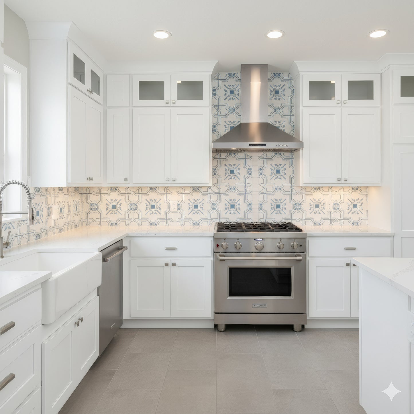 The Liria-Blue-Engraved Marble Tile