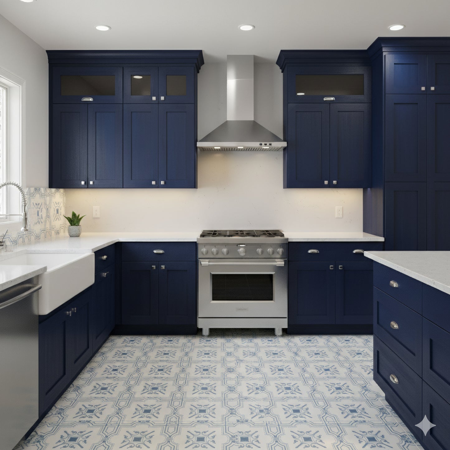 The Liria-Blue-Engraved Marble Tile