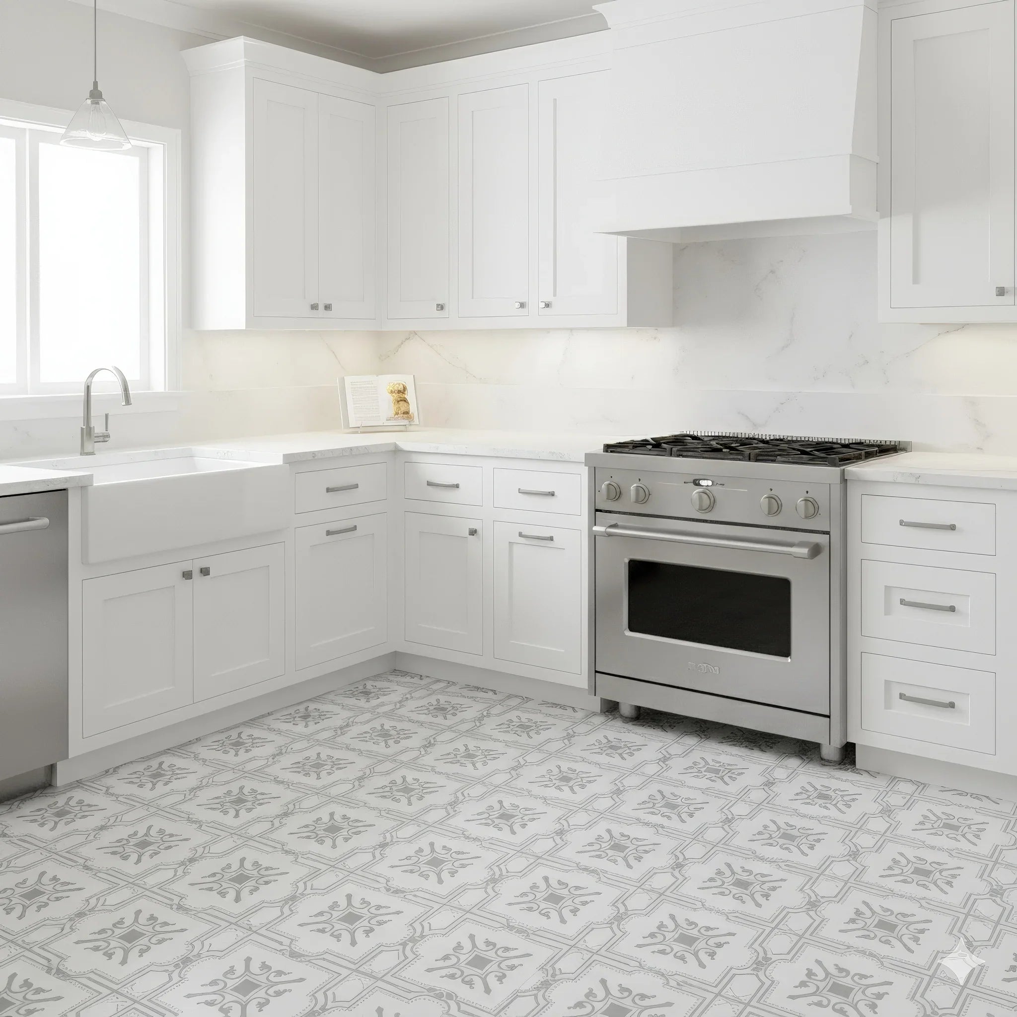 The Liria-Silver-Engraved 8x8 in. Marble Tile - MARICERA The Liria-Silver-Engraved 8x8 in. Marble Tile - MARICERA