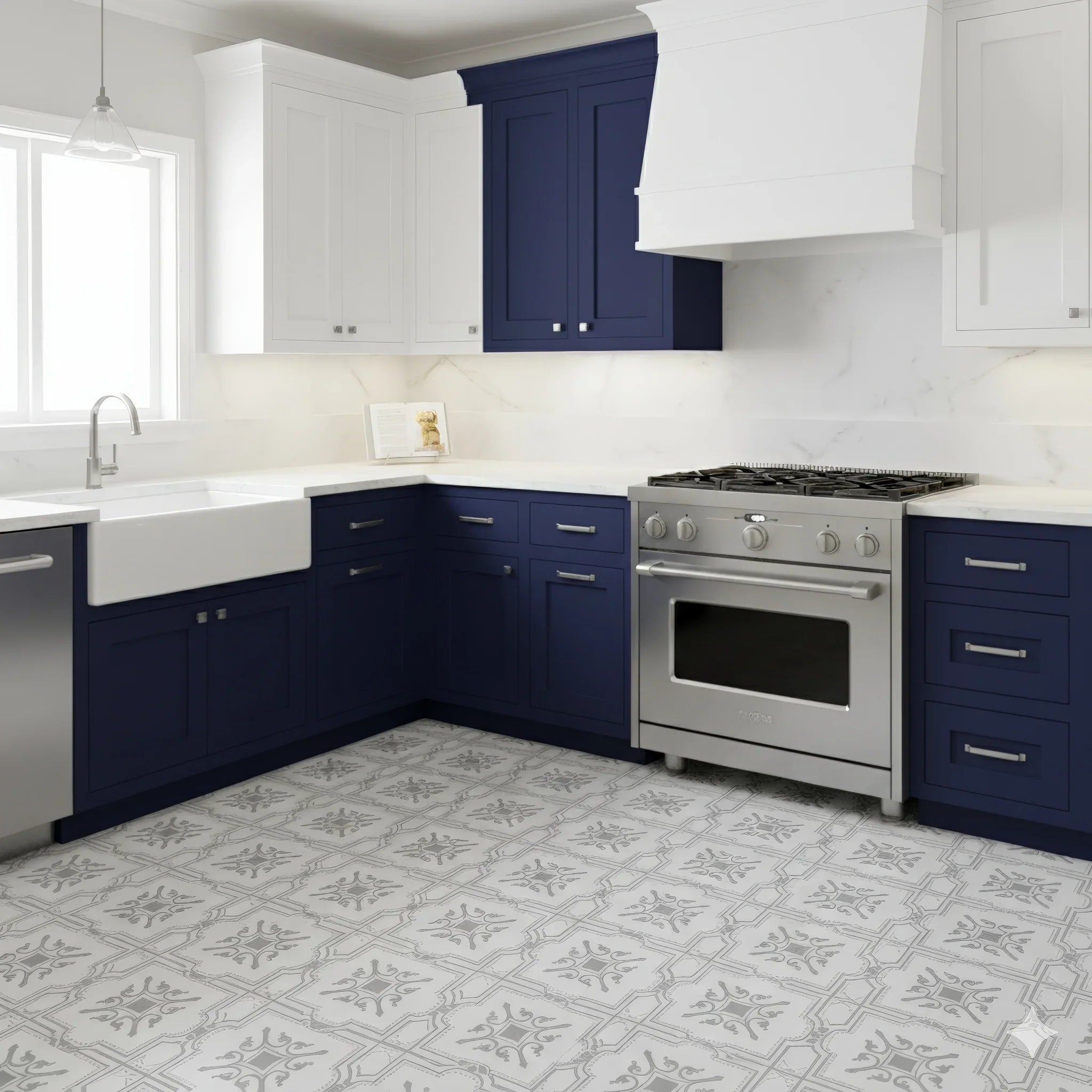 The Liria-Silver-Engraved 8x8 in. Marble Tile - MARICERA The Liria-Silver-Engraved 8x8 in. Marble Tile - MARICERA