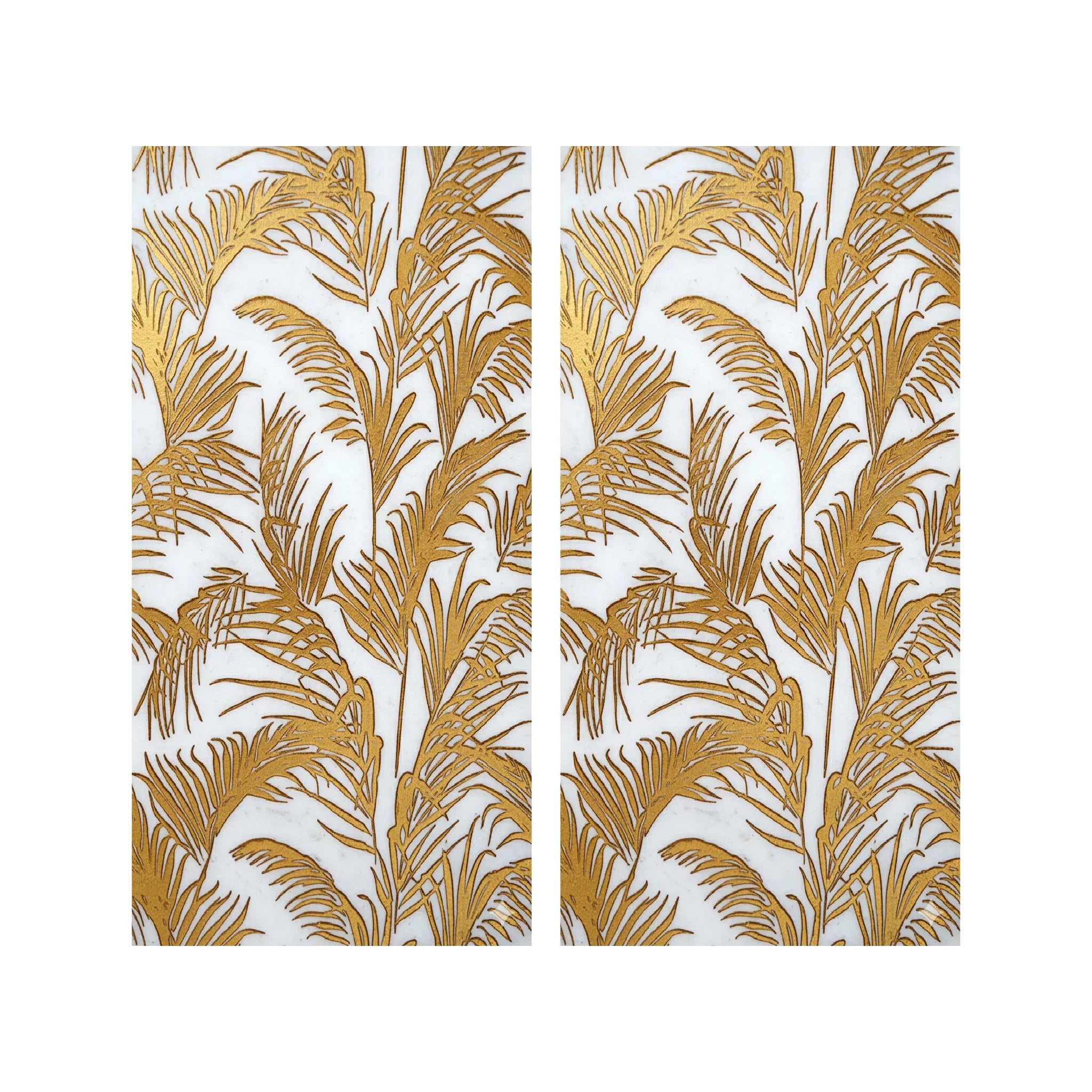 Jardin Gold Foil 12x24 Etched Glacier White Marble Tile For Walls & Floors - MARICERA