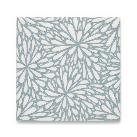 LumiFlora - Glitter Silver - Engraved Marble Tile - MARICERA