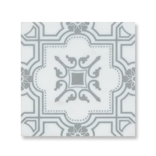 The Liria-Silver-Engraved 8x8 in. Marble Tile - MARICERA