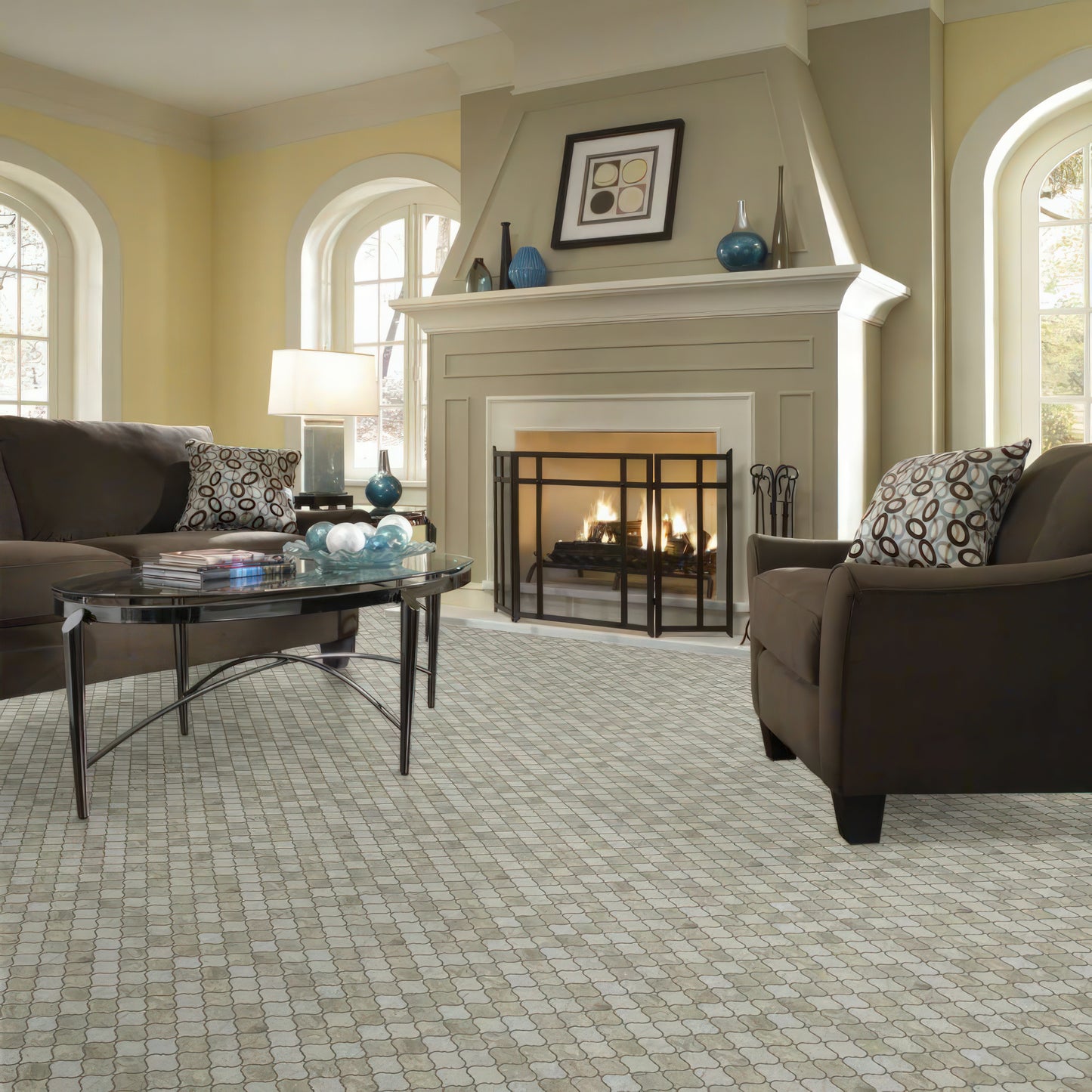 Lantern Thala Gray Limestone Mosaic Tile For Walls & Floors