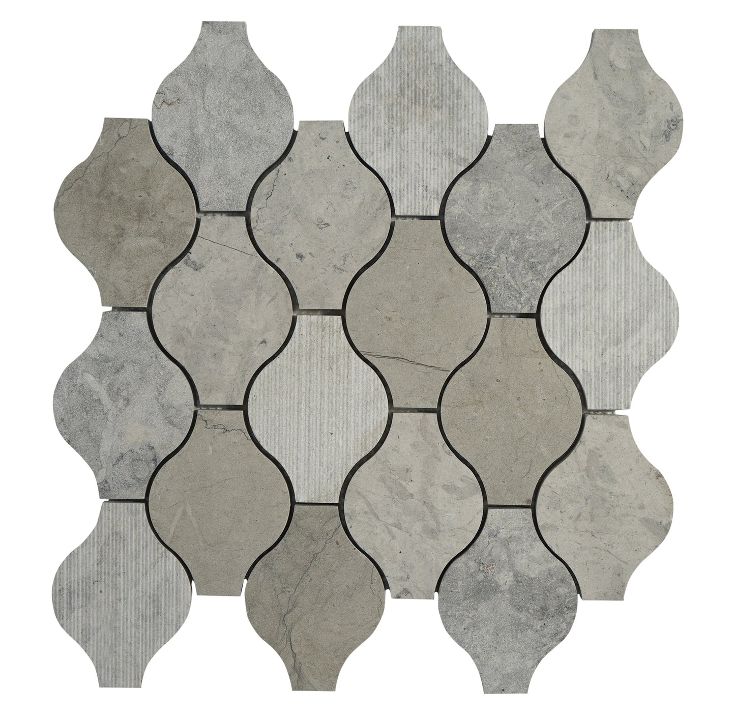 Ornament Thala Gray Polished Limestone Mosaic Tile For Walls & Floors-Sample