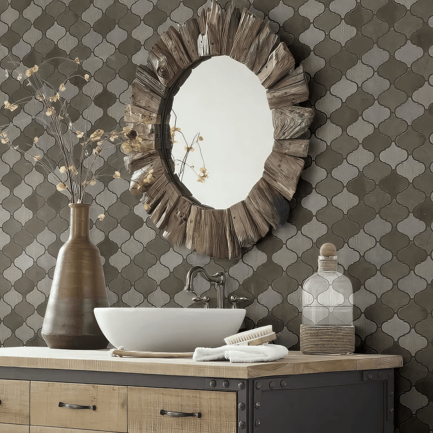 Lantern Foussana Gray Limestone Mosaic Tile For Walls & Floors
