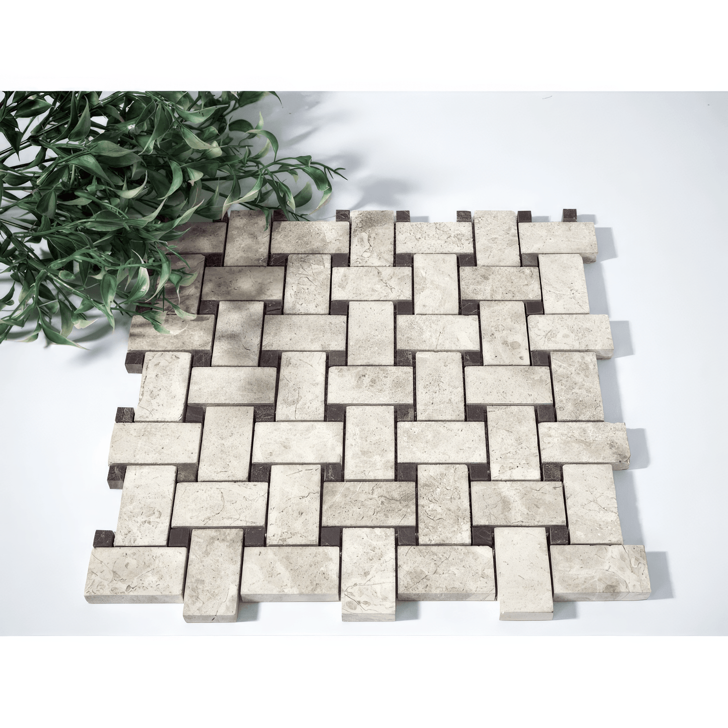 Basketweave Silver Sand Honed Limestone Mosaic Tile For Walls & Floors