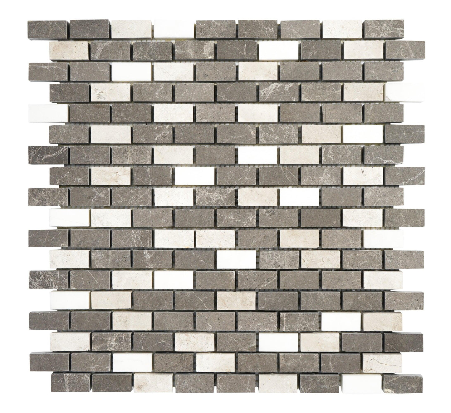 Mix Color 1x2 Honed Marble Mosaic Tile For Walls & Floors-Sample