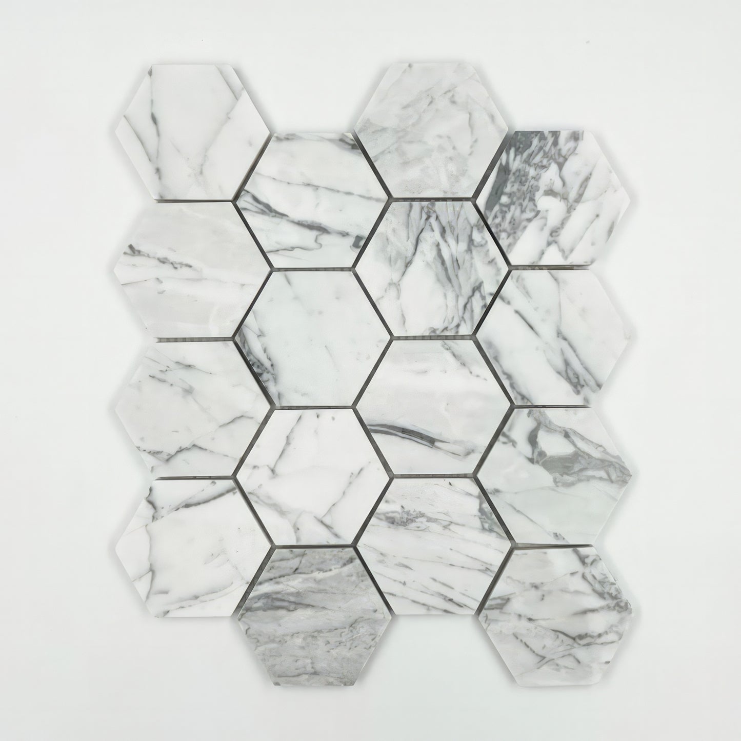 Carrara 3-inch Hexagon Honed White Marble Mosaic Tile For Walls & Floors